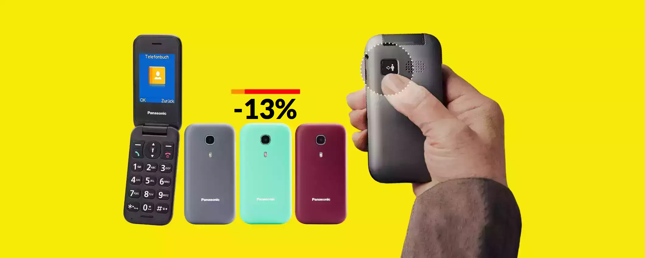 Cellulare Panasonic con tasto SOS: oggi è tuo ad appena 52€ Cellulare Panasonic con tasto SOS: oggi è tuo ad appena 52€