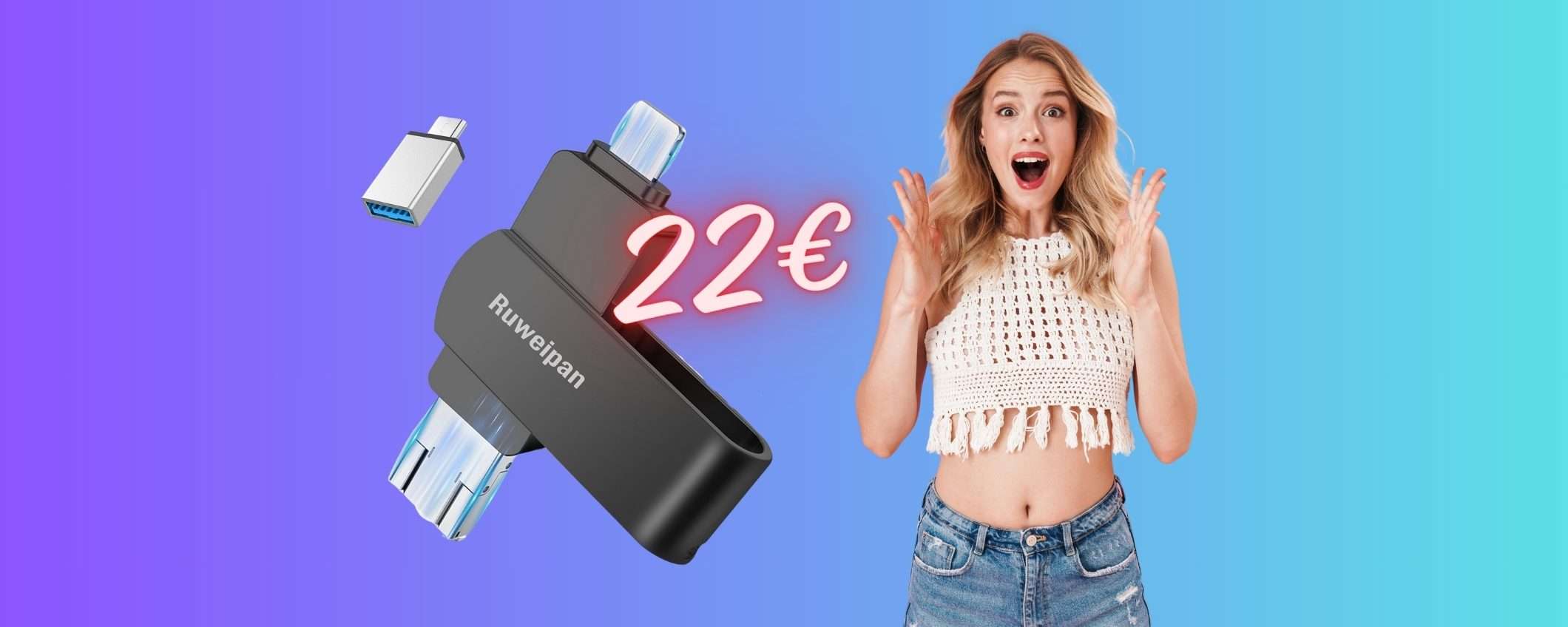 Chiavetta USB 4 in 1 da 512GB, per PC e Smartphone, tua a SOLI 22€ Chiavetta USB 4 in 1 da 512GB, per PC e Smartphone, tua a SOLI 22€