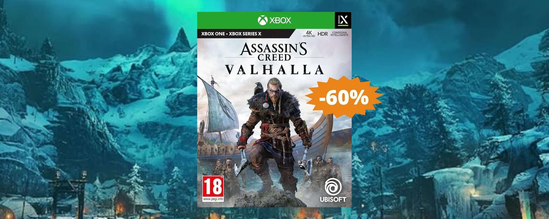 Assassin's Creed Valhalla per Xbox One: sconto FOLLE del 60%
