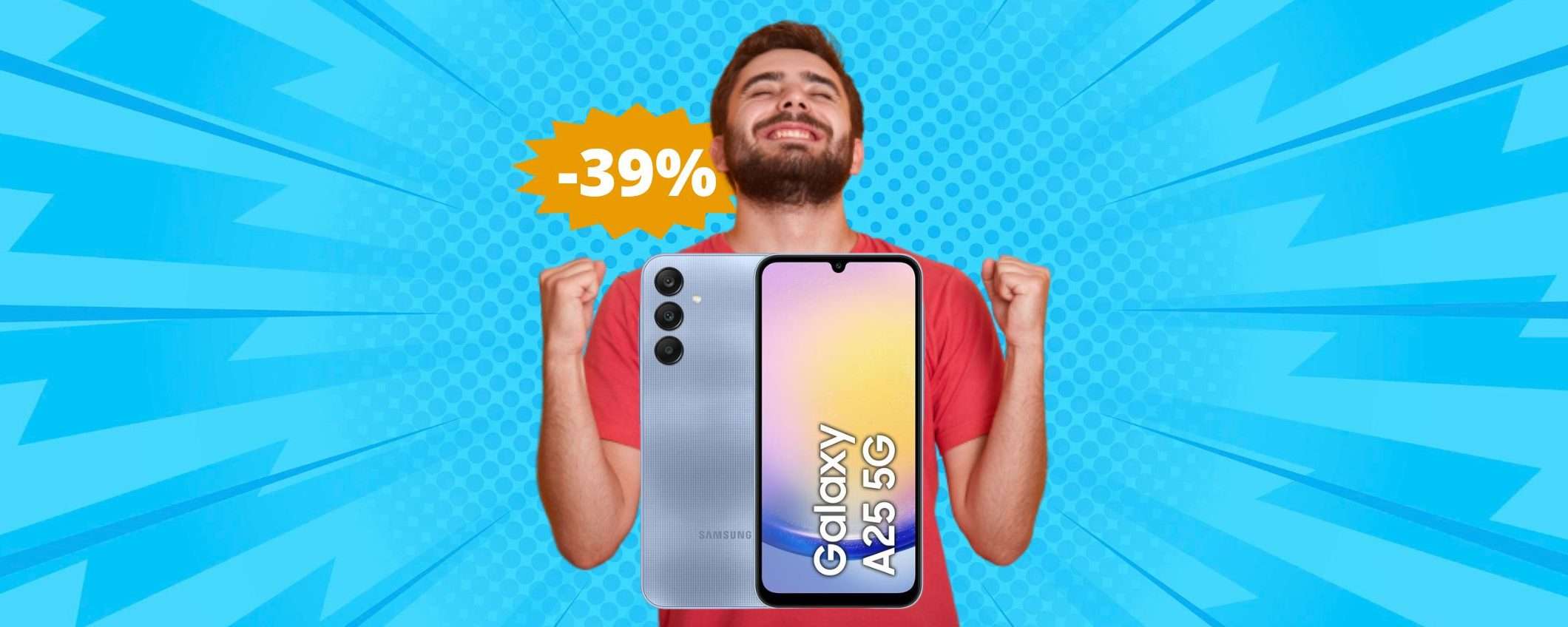 Samsung Galaxy A25 5G: sconto EPICO del 39% su Amazon Samsung Galaxy A25 5G: sconto EPICO del 39% su Amazon