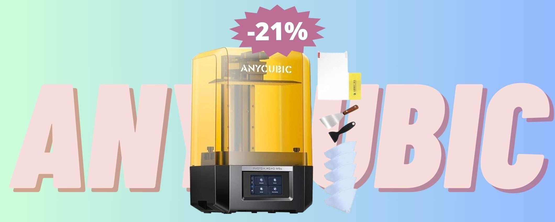 Stampante 3D Anycubic Photon Mono M5s: sconto ESCLUSIVO del 21% Stampante 3D Anycubic Photon Mono M5s: sconto ESCLUSIVO del 21%