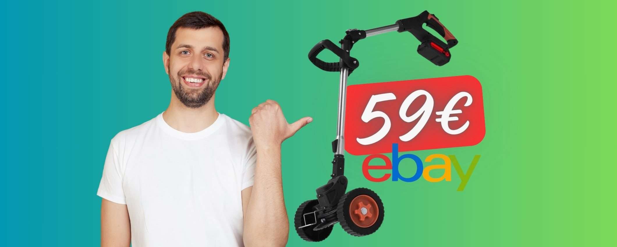 Decespugliatore a batteria con ruote e TANTI ACCESSORI tuo a 59€ Decespugliatore a batteria con ruote e TANTI ACCESSORI tuo a 59€