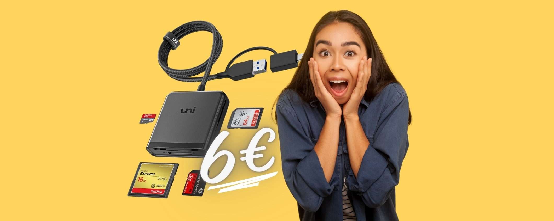FOLLIA Amazon: solo 6€ per questo lettore di schede SD 4 in 1 (limitatissimo) FOLLIA Amazon: solo 6€ per questo lettore di schede SD 4 in 1 (limitatissimo)