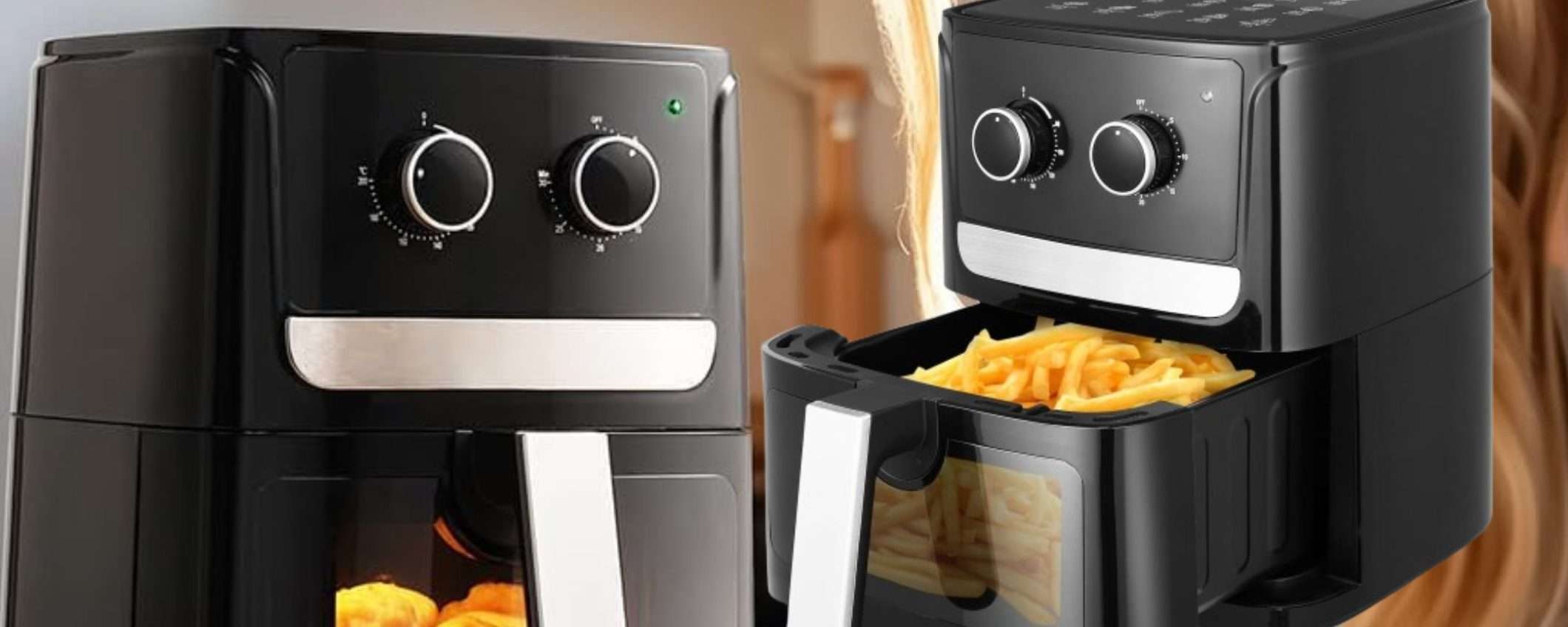 Friggitrice ad aria a 39,50€: cestello MEGA per tanto cibo in contemporanea Friggitrice ad aria a 39,50€: cestello MEGA per tanto cibo in contemporanea