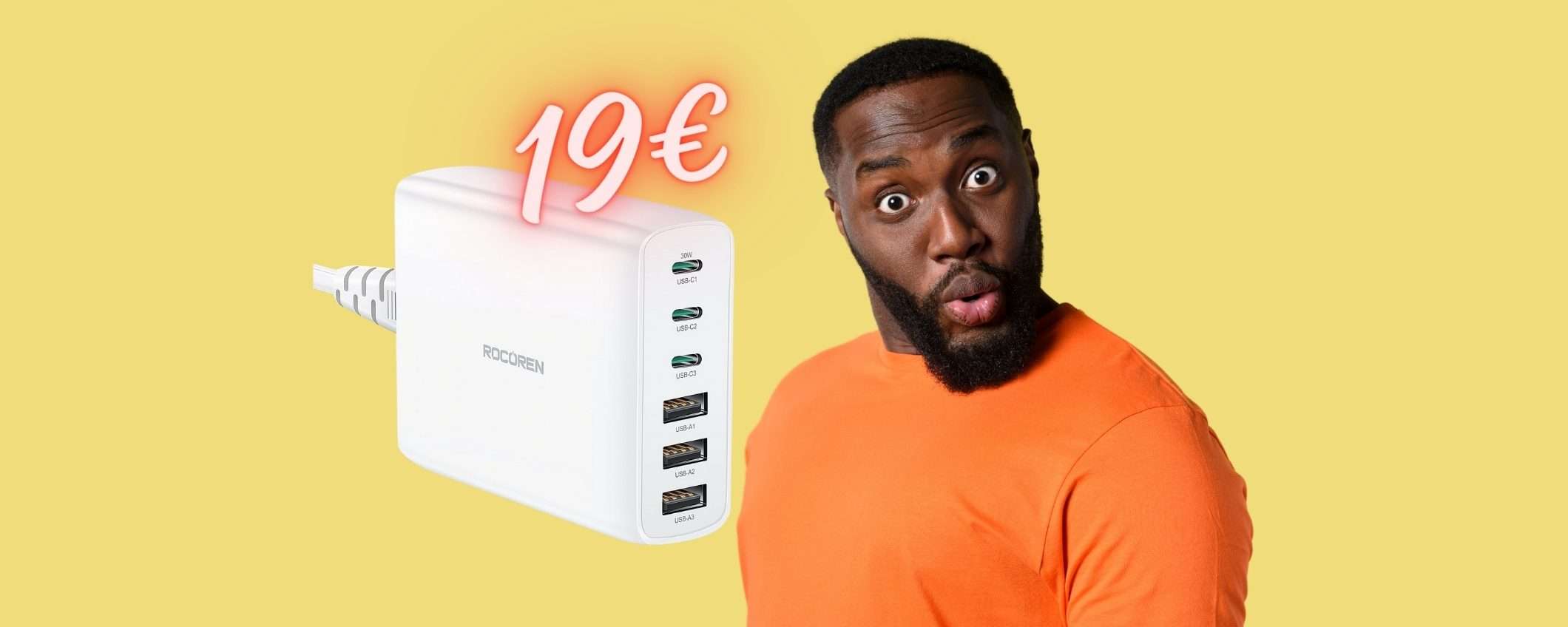 OCCASIONE Amazon: caricatore con 6 uscite e 100W di potenza a 19€ OCCASIONE Amazon: caricatore con 6 uscite e 100W di potenza a 19€