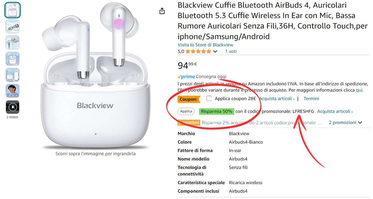 offerta-top-amazon-auricolari-wireless-blackview-airbuds-4-19e-coupon