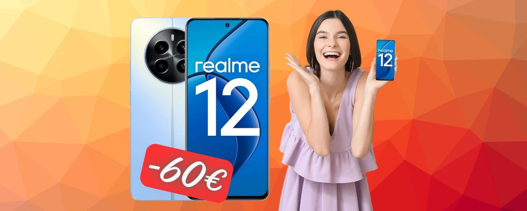 Realme 12 da 256GB con Snapdragon 685 e display AMOLED 120Hz a -60€ Realme 12 da 256GB con Snapdragon 685 e display AMOLED 120Hz a -60€