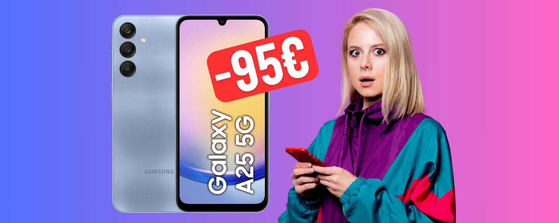 SCONTO FOLLE di 95€ su eBay per Samsung Galaxy A25 5G (8/256GB) SCONTO FOLLE di 95€ su eBay per Samsung Galaxy A25 5G (8/256GB)