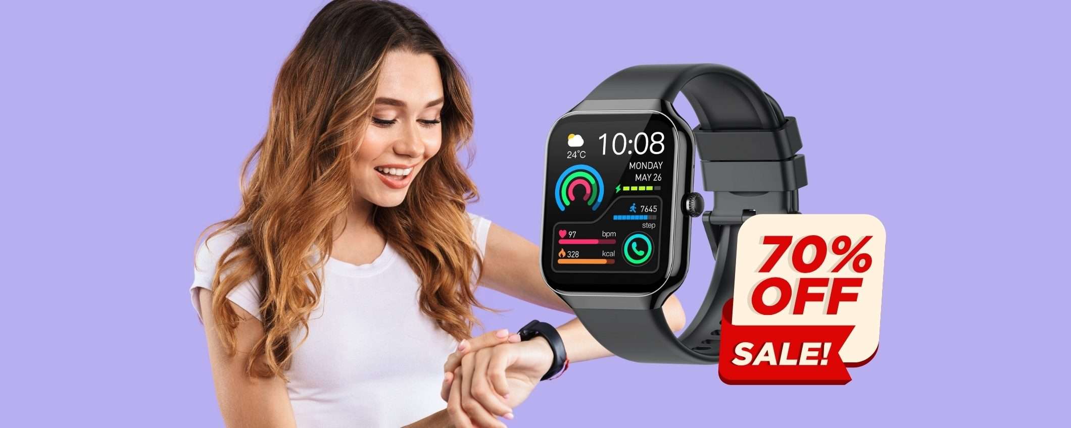 Smartwatch con microfono per chiamate e 113 profili sport, SCONTO 70% Smartwatch con microfono per chiamate e 113 profili sport, SCONTO 70%