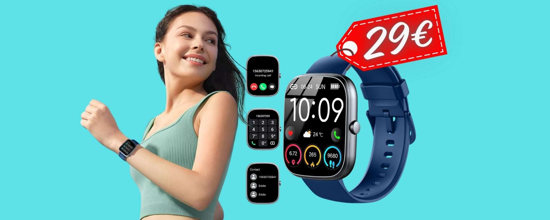 Smartwatch con oltre 100 profili sport e microfono per chiamate a 29€ Smartwatch con oltre 100 profili sport e microfono per chiamate a 29€