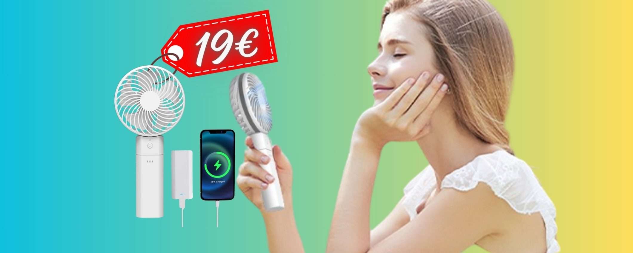 Stop al caldo con questo mini ventilatore/Power Bank POTENTE tuo a soli 19€ Stop al caldo con questo mini ventilatore/Power Bank POTENTE tuo a soli 19€