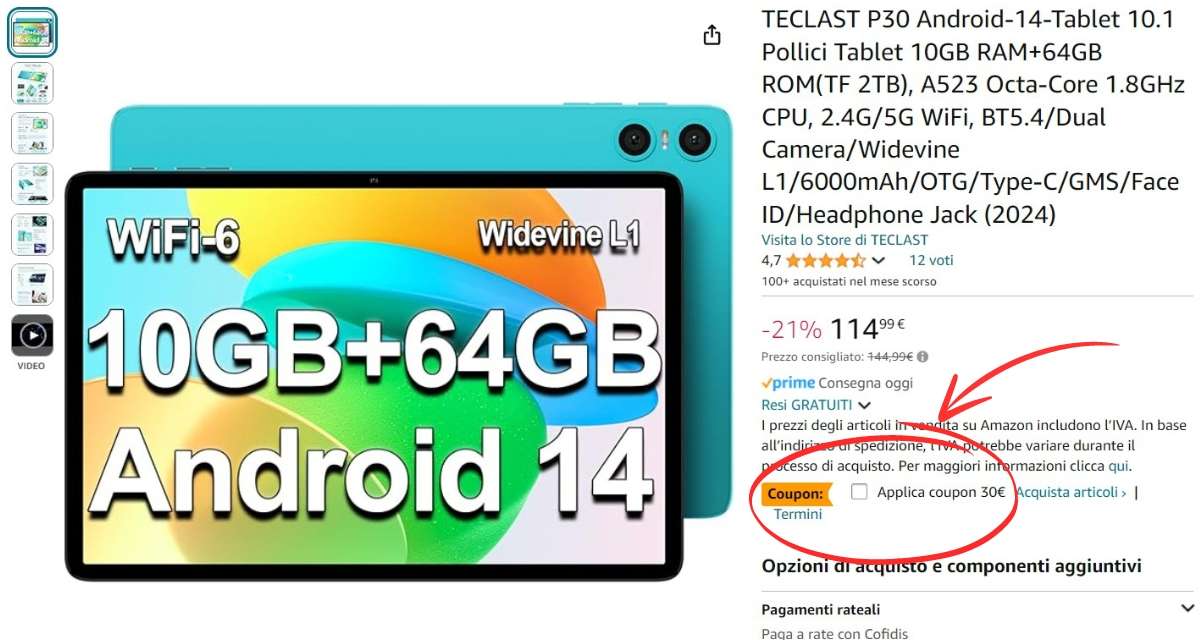 tablet-10-pollici-android-14-10gb-ram-tuo-soli-84e-amazon-coupon