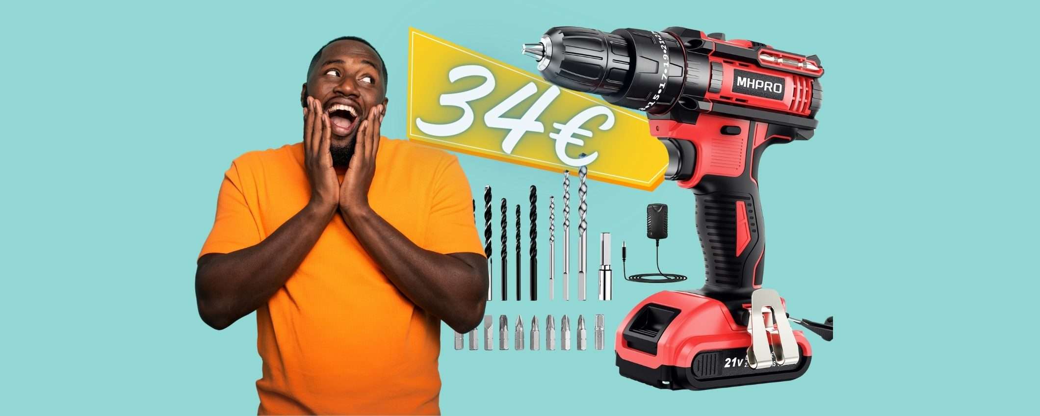Trapano avvitatore a batteria ACCESSORIATO oggi tuo a SOLI 34€ Trapano avvitatore a batteria ACCESSORIATO oggi tuo a SOLI 34€