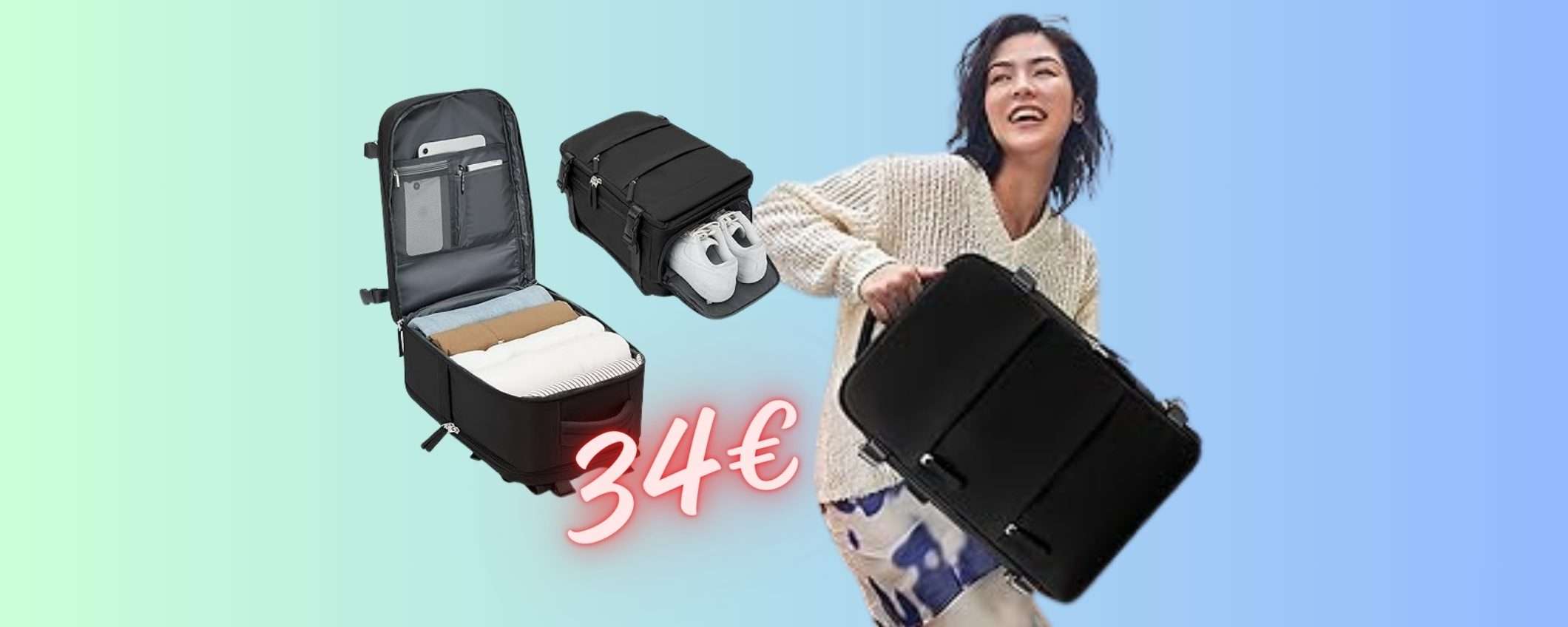 Zaino da viaggio capiente per NON PAGARE il bagaglio sui voli Ryanair Zaino da viaggio capiente per NON PAGARE il bagaglio sui voli Ryanair