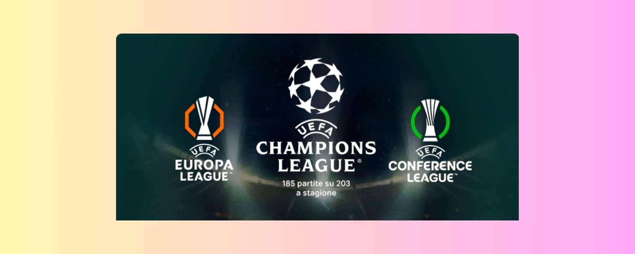 Guarda Champions League e le coppe europee su NOW: puoi risparmiare 120€ così Guarda Champions League e le coppe europee su NOW: puoi risparmiare 120€ così