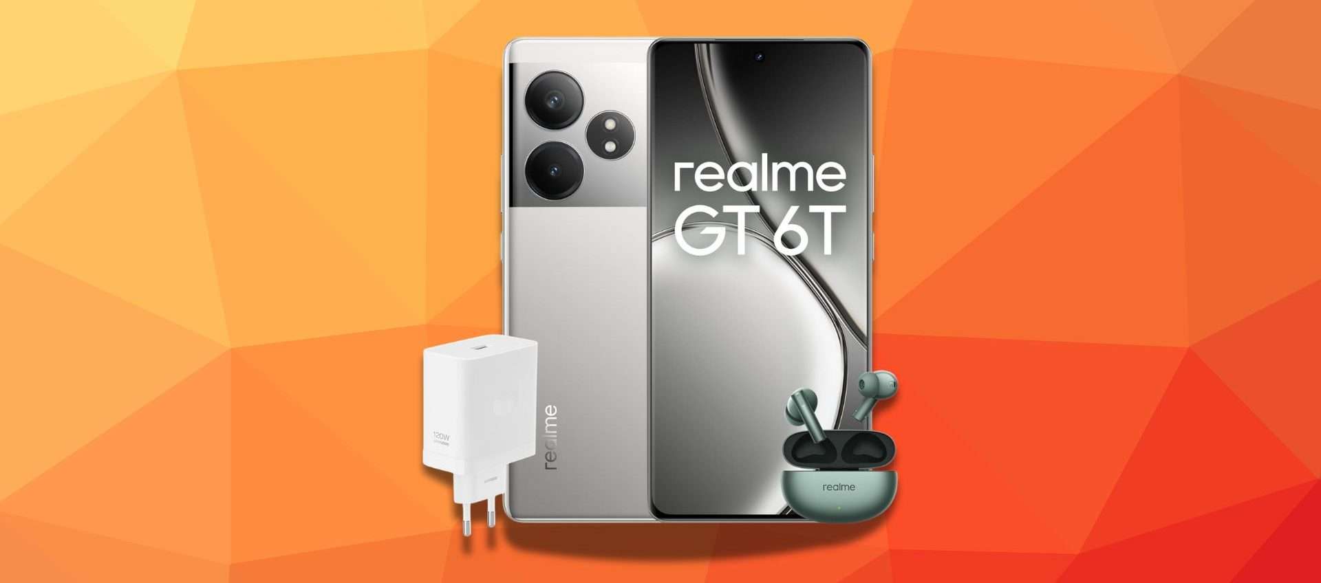 Realme GT 6T in offerta: sconto del 30% e auricolari + caricatore 120W in omaggio Realme GT 6T in offerta: sconto del 30% e auricolari + caricatore 120W in omaggio