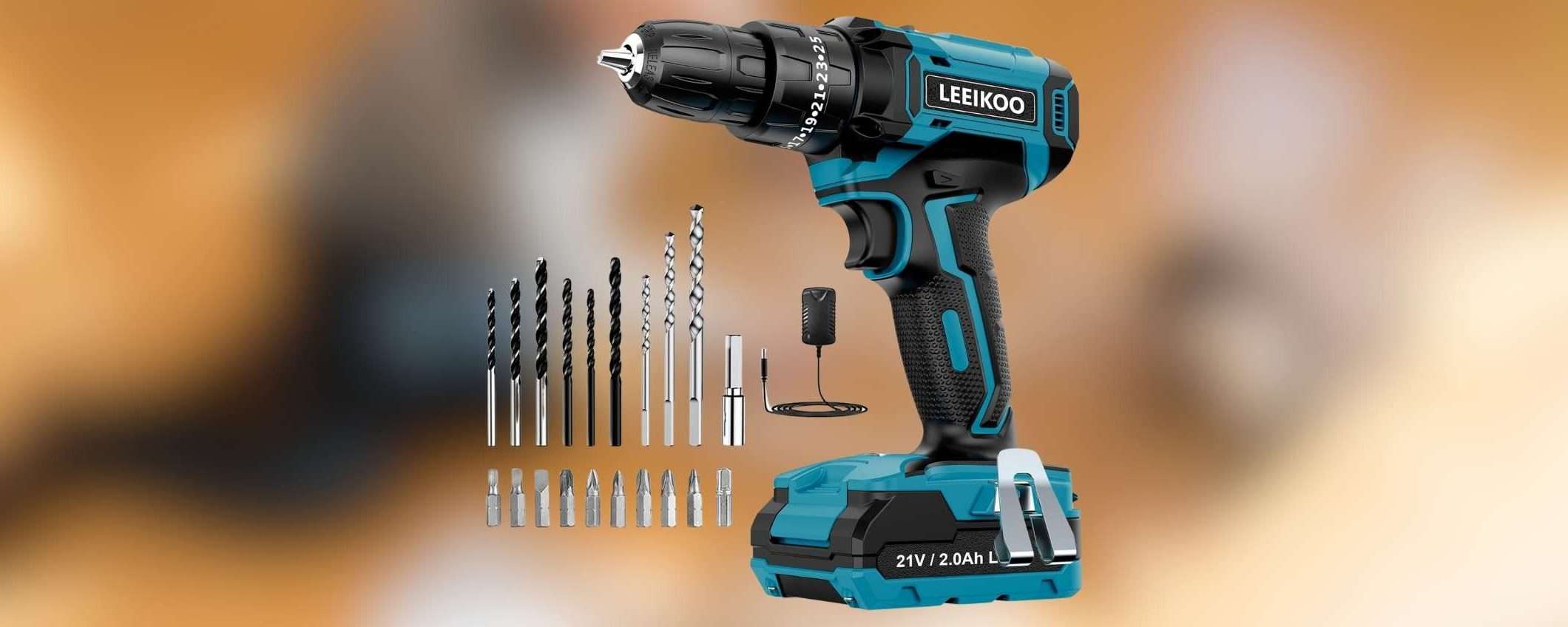 Solo 29€ per questo trapano avvitatore con 24 accessori (coupon Amazon) Solo 29€ per questo trapano avvitatore con 24 accessori (coupon Amazon)