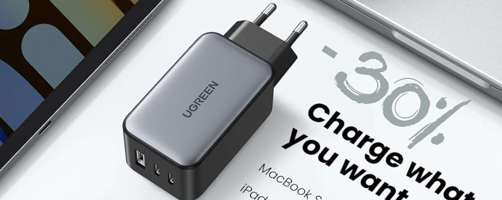 Caricatore USB da 65W con 3 uscite: risparmi soldi e tempo (sconto 30%) Caricatore USB da 65W con 3 uscite: risparmi soldi e tempo (sconto 30%)