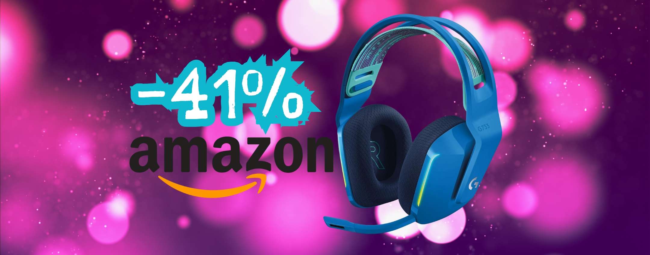 Cuffie Gaming Wireless Logitech G733 - Nero, Tecnologia LIGHTSPEED, Nuove