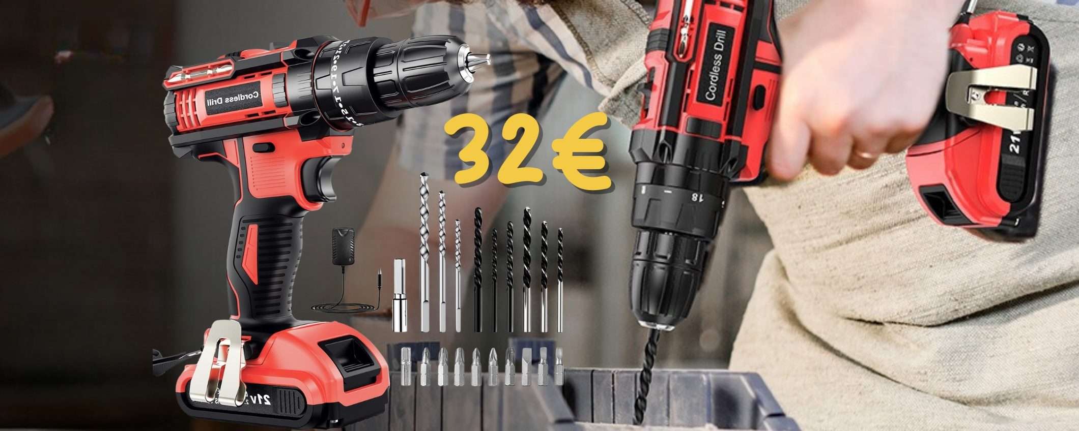 Fora qualsiasi materiale e monta i mobili con questo trapano avvitatore wireless Fora qualsiasi materiale e monta i mobili con questo trapano avvitatore wireless