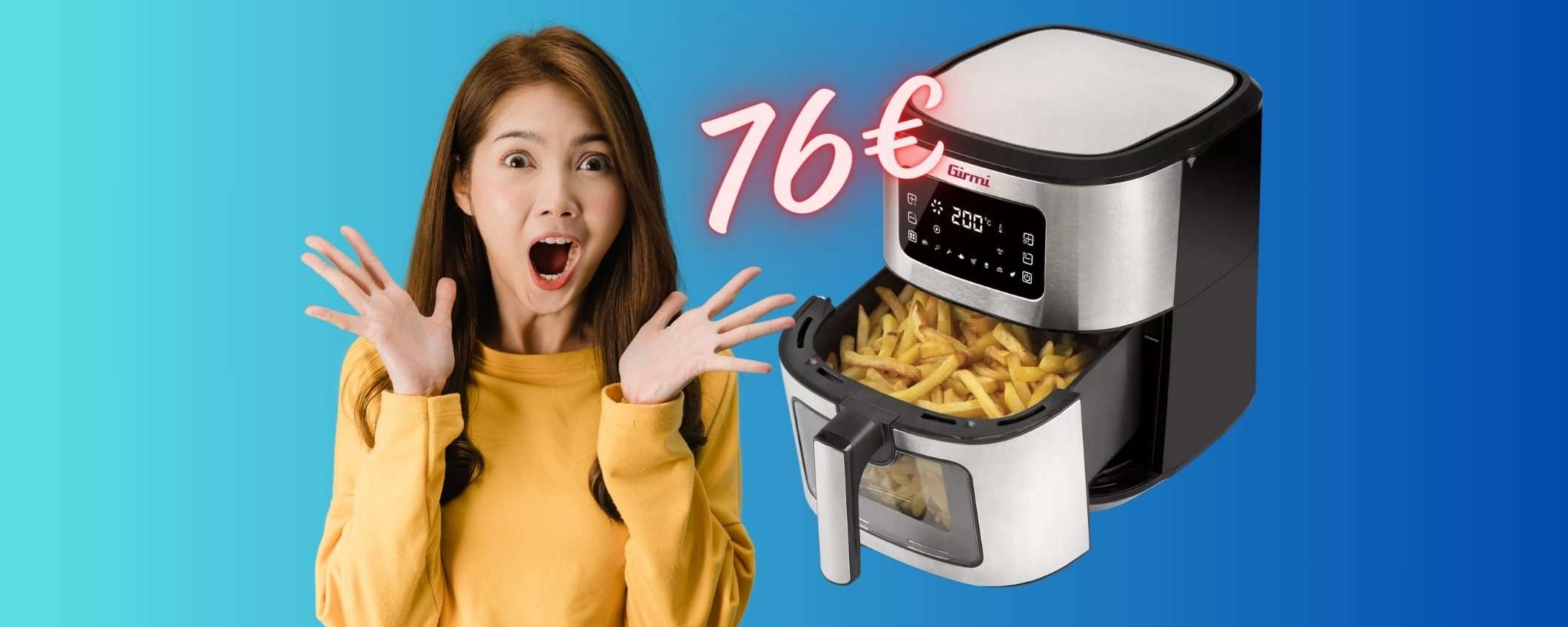 Friggitrice ad aria by Girmi da 6,5 litri tua a 76€ con il codice segreto Friggitrice ad aria by Girmi da 6,5 litri tua a 76€ con il codice segreto