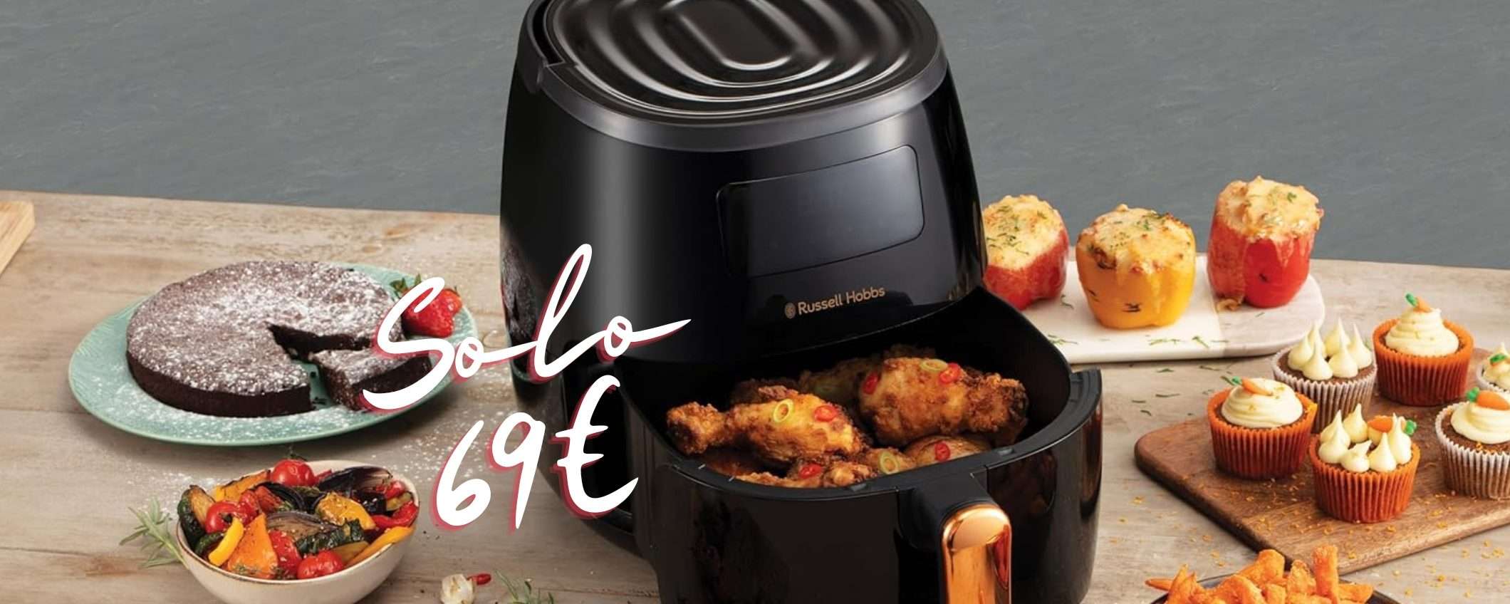 Friggitrice ad aria Russell Hobbs da 5L per cuocere senza odori e super easy Friggitrice ad aria Russell Hobbs da 5L per cuocere senza odori e super easy