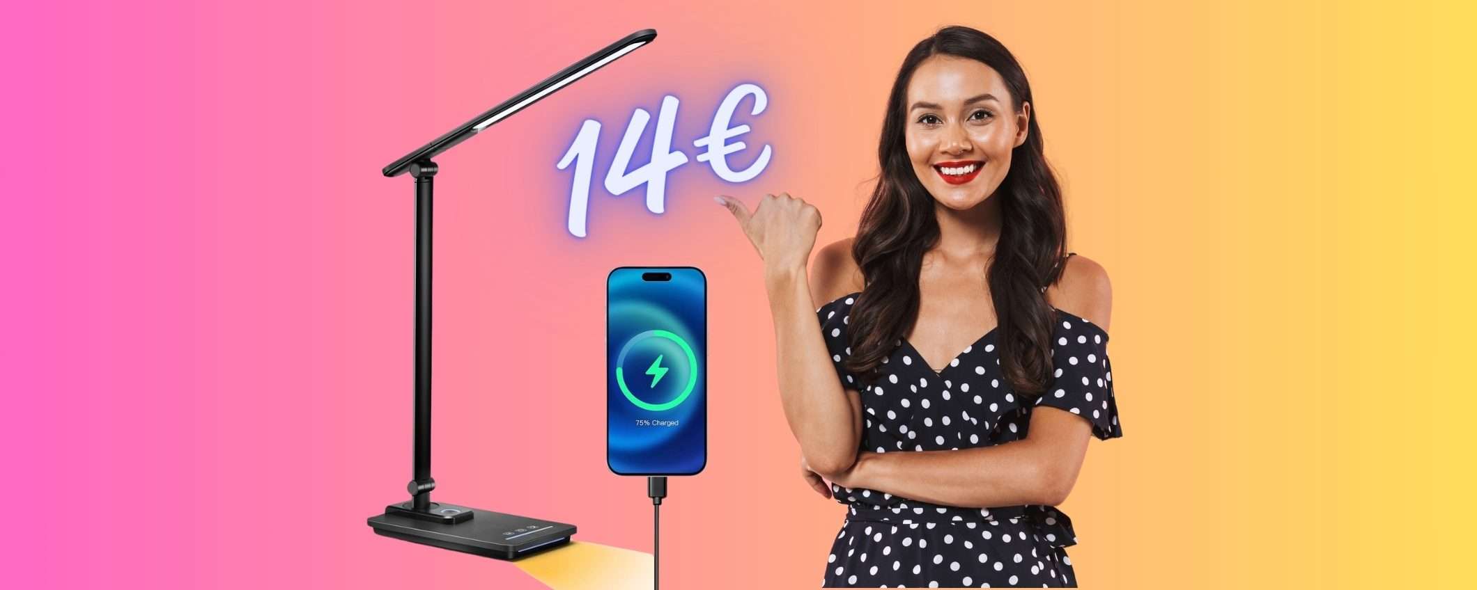 Lampada da scrivania con USB per ricaricare lo smartphone tua a 14€ Lampada da scrivania con USB per ricaricare lo smartphone tua a 14€