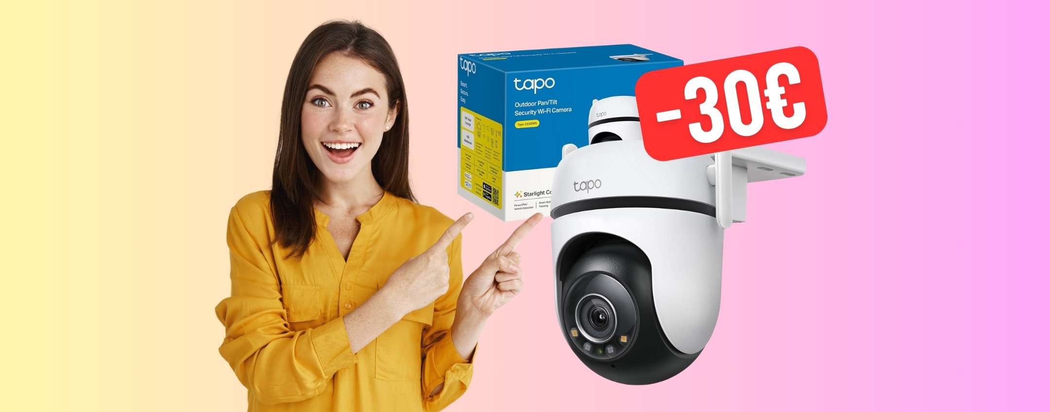 Telecamera WiFi Esterno Tapo C520WS - 2K QHD, Visione Notturna A Colori, 360&deg; | IP66, Rilevamento AI