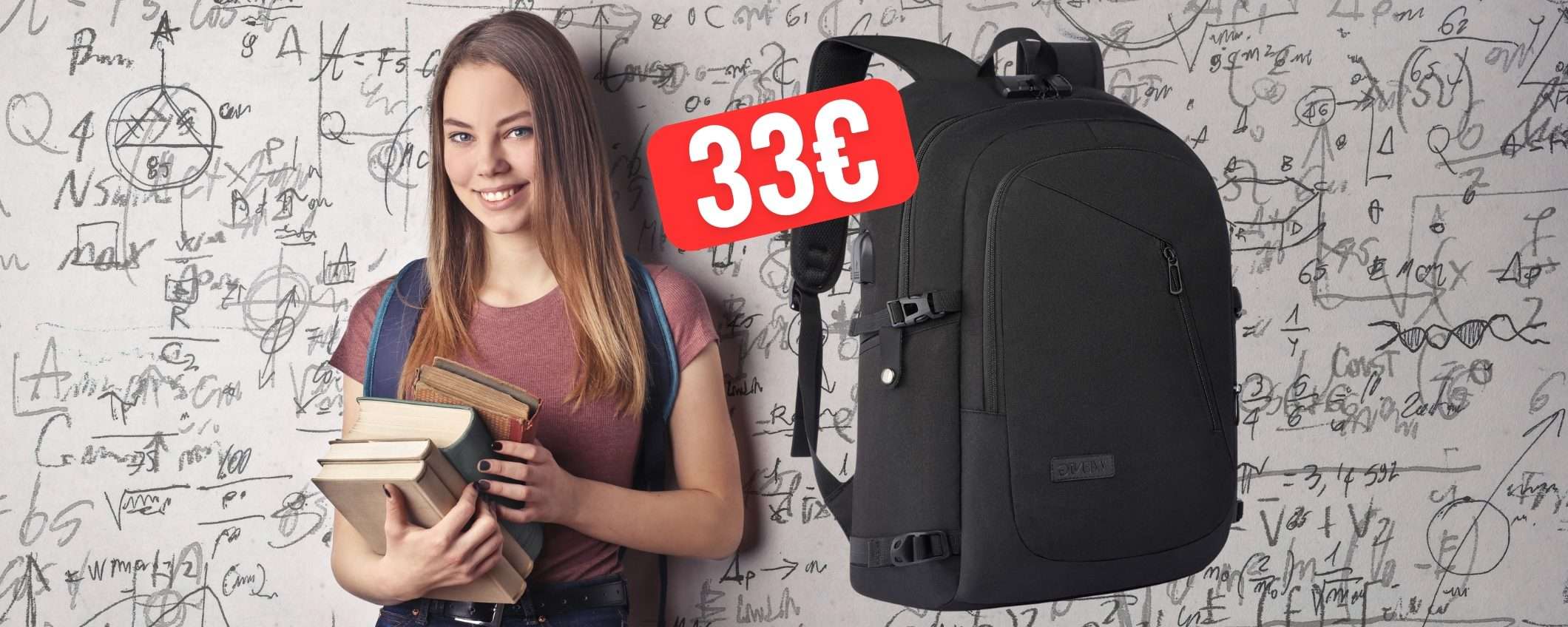 Zaino per tornare a scuola, impermeabile e con grande capacità a soli 33€ Zaino per tornare a scuola, impermeabile e con grande capacità a soli 33€
