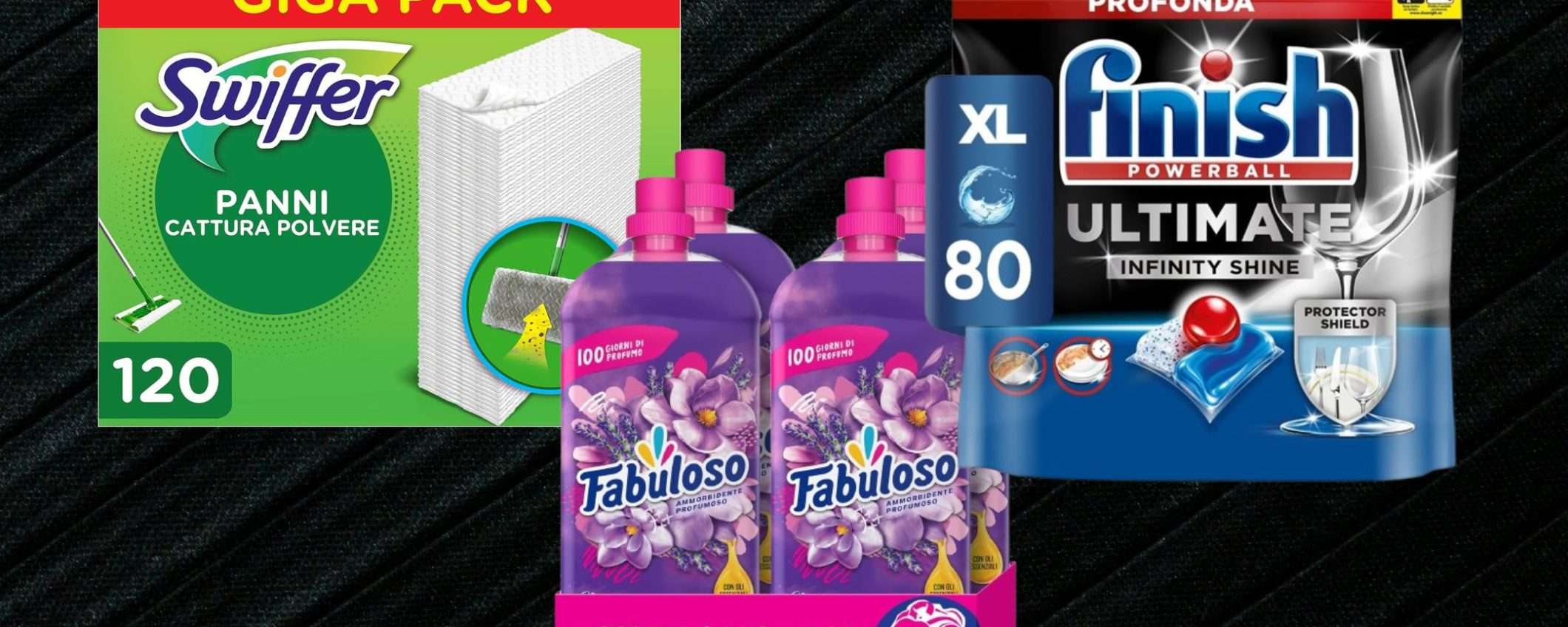 Dash, Swiffer, Finish, Lenor e altri: pulizie PREMIUM, mega sconti su Amazon