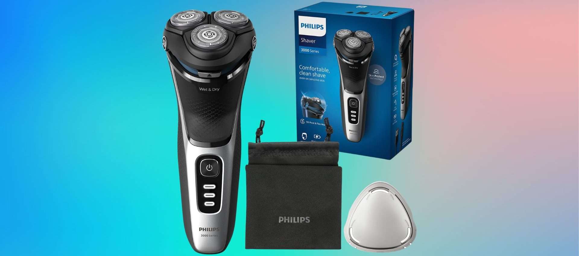 Rasoio elettrico Philips Serie 3000: tuo con il 28% di sconto Rasoio elettrico Philips Serie 3000: tuo con il 28% di sconto