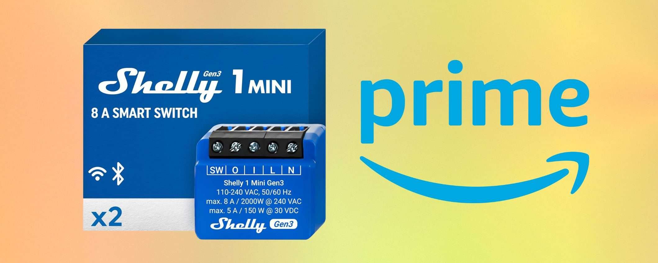 Shelly 1 Mini Gen3: la confezione da 2 relè intelligenti in offerta per la Festa Prime Shelly 1 Mini Gen3: la confezione da 2 relè intelligenti in offerta per la Festa Prime
