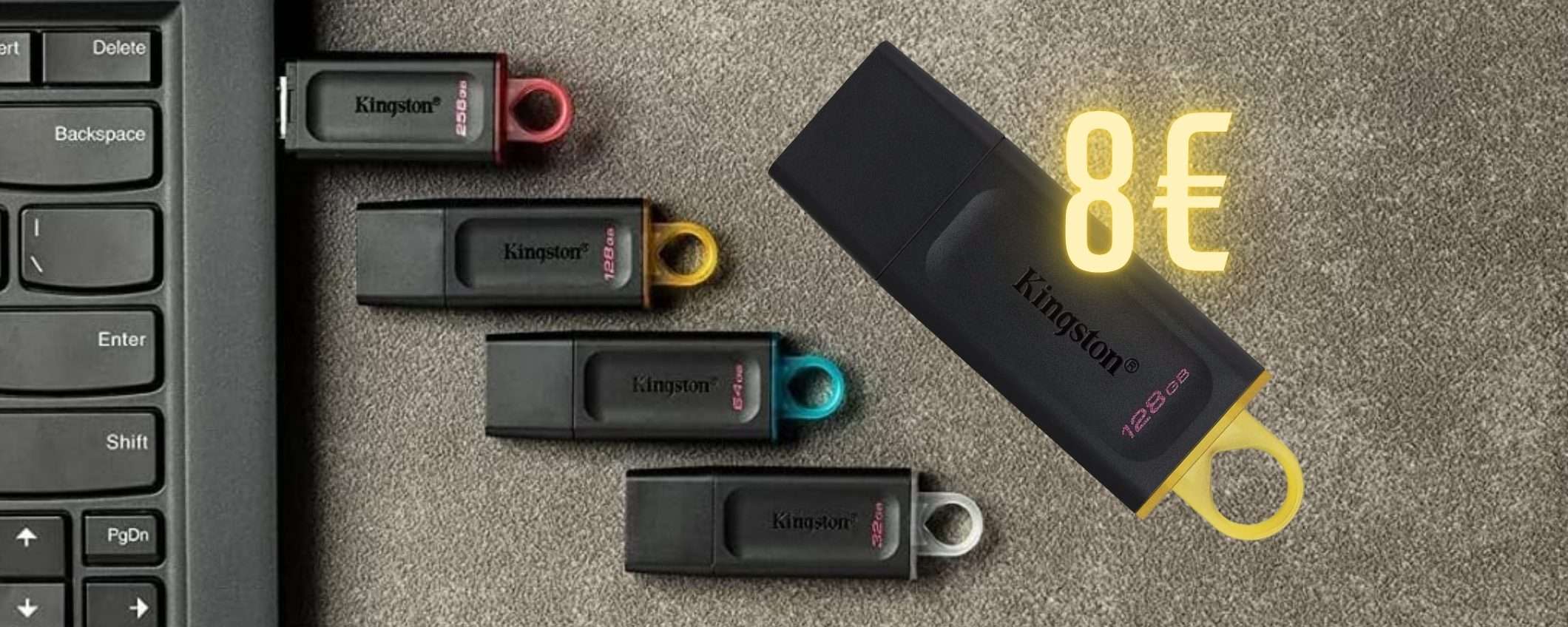 Chiavetta USB Kingston da 128GB a soli 8€: un sogno che si avvera Chiavetta USB Kingston da 128GB a soli 8€: un sogno che si avvera