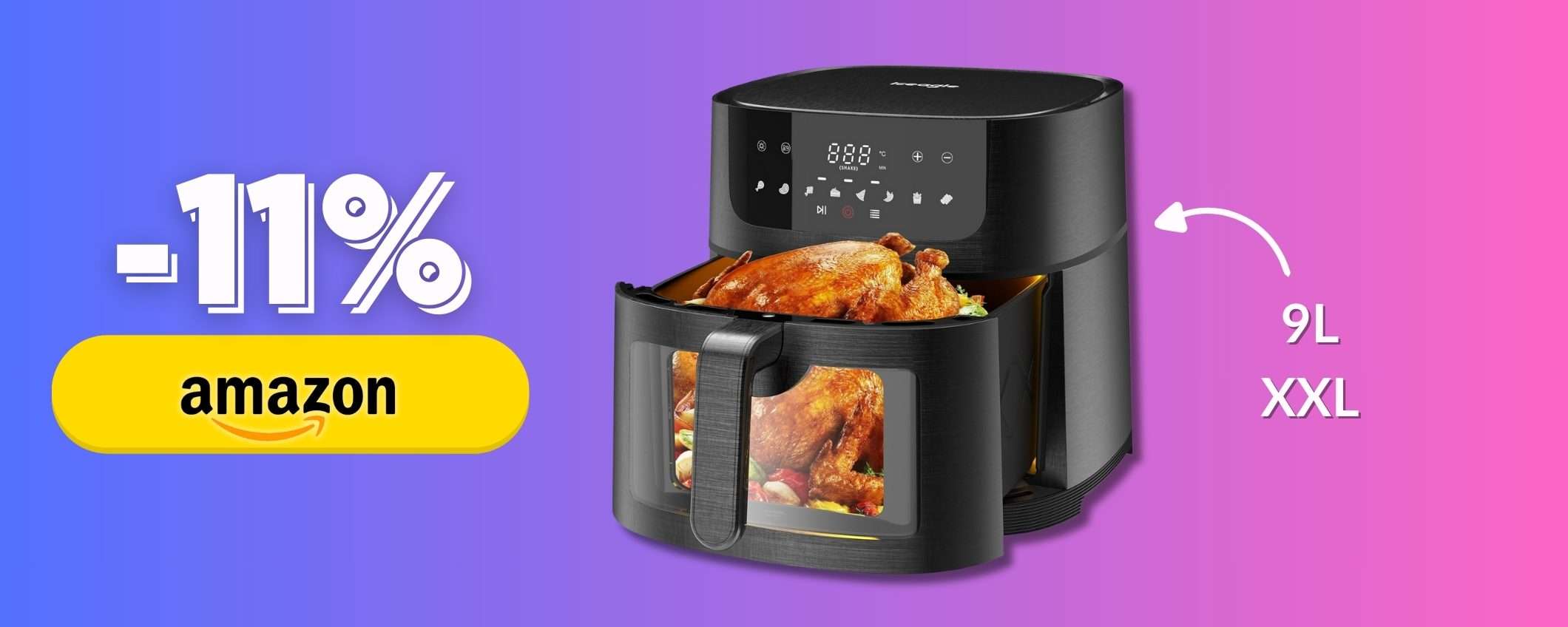 Cuoci un pollo intero in questa Friggitrice Aria XXL: cucina sana (79€) Cuoci un pollo intero in questa Friggitrice Aria XXL: cucina sana (79€)