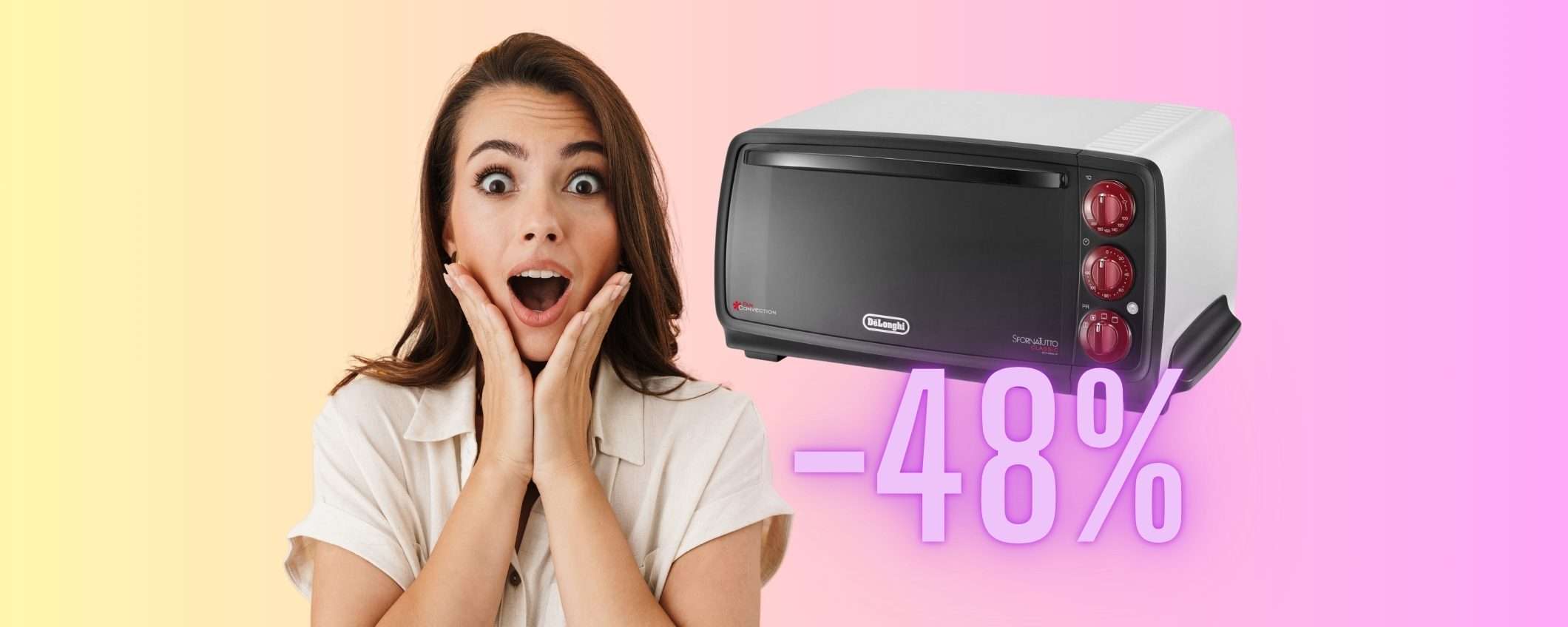Forno elettrico De'Longhi da 14 litri e 5 funzioni per cuocere di tutto Forno elettrico De'Longhi da 14 litri e 5 funzioni per cuocere di tutto