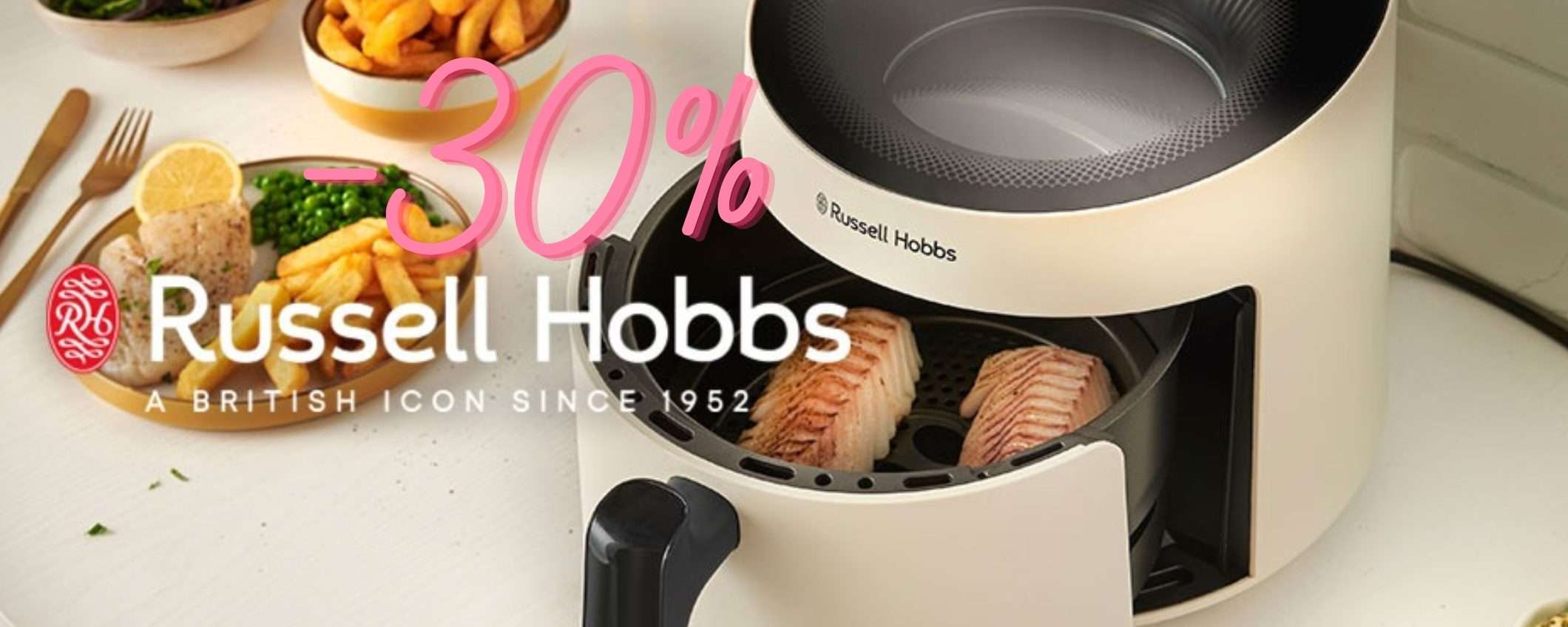 Friggitrice ad aria panoramica Russell Hobbs da 5L e 10 programmi (-30%) Friggitrice ad aria panoramica Russell Hobbs da 5L e 10 programmi (-30%)