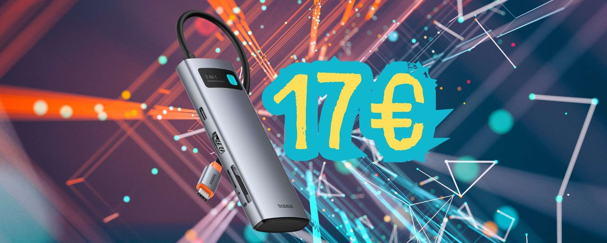 Hub USB 7 in 1 con HDMI, PD da 100W, SD/TF e 3 USB-A tuo a 17€ Hub USB 7 in 1 con HDMI, PD da 100W, SD/TF e 3 USB-A tuo a 17€