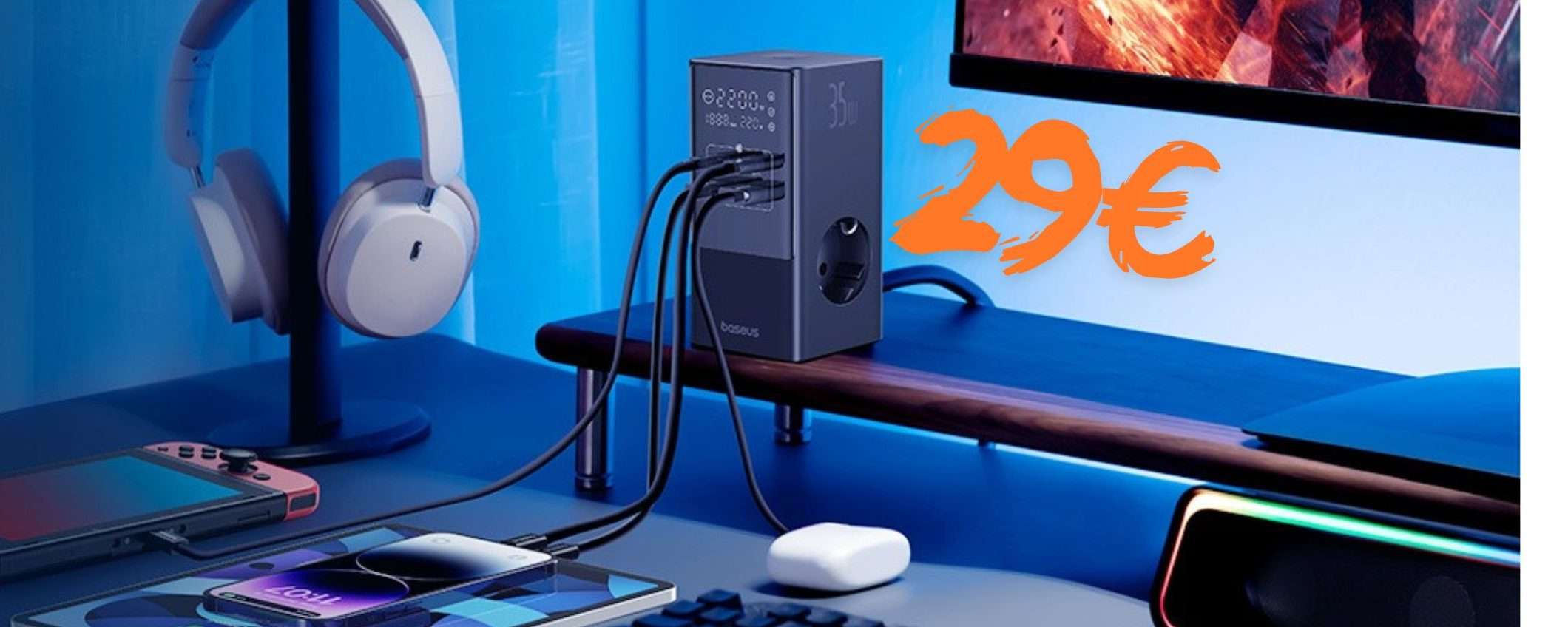 Multipresa salvaspazio da 35 W con 4 USB e 3 prese elettriche a soli 29€ Multipresa salvaspazio da 35 W con 4 USB e 3 prese elettriche a soli 29€