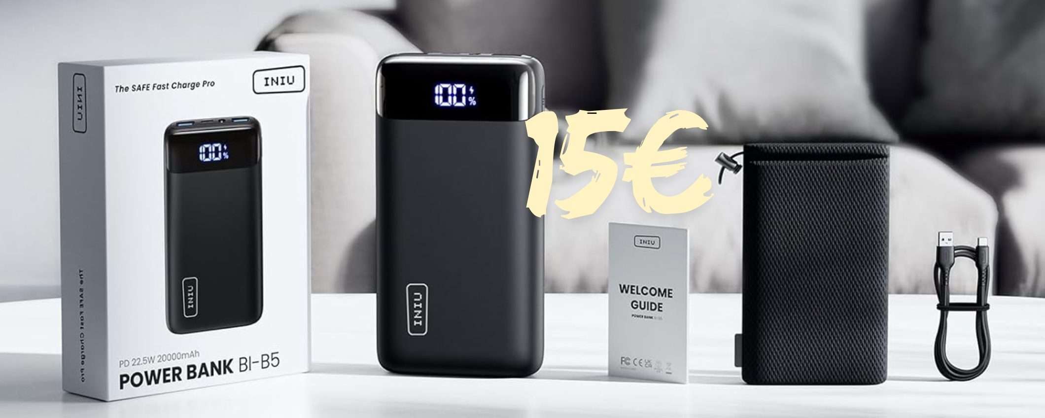 Power Bank da 20000mAh con ricarica rapida fino a 3 device in doppio sconto Power Bank da 20000mAh con ricarica rapida fino a 3 device in doppio sconto