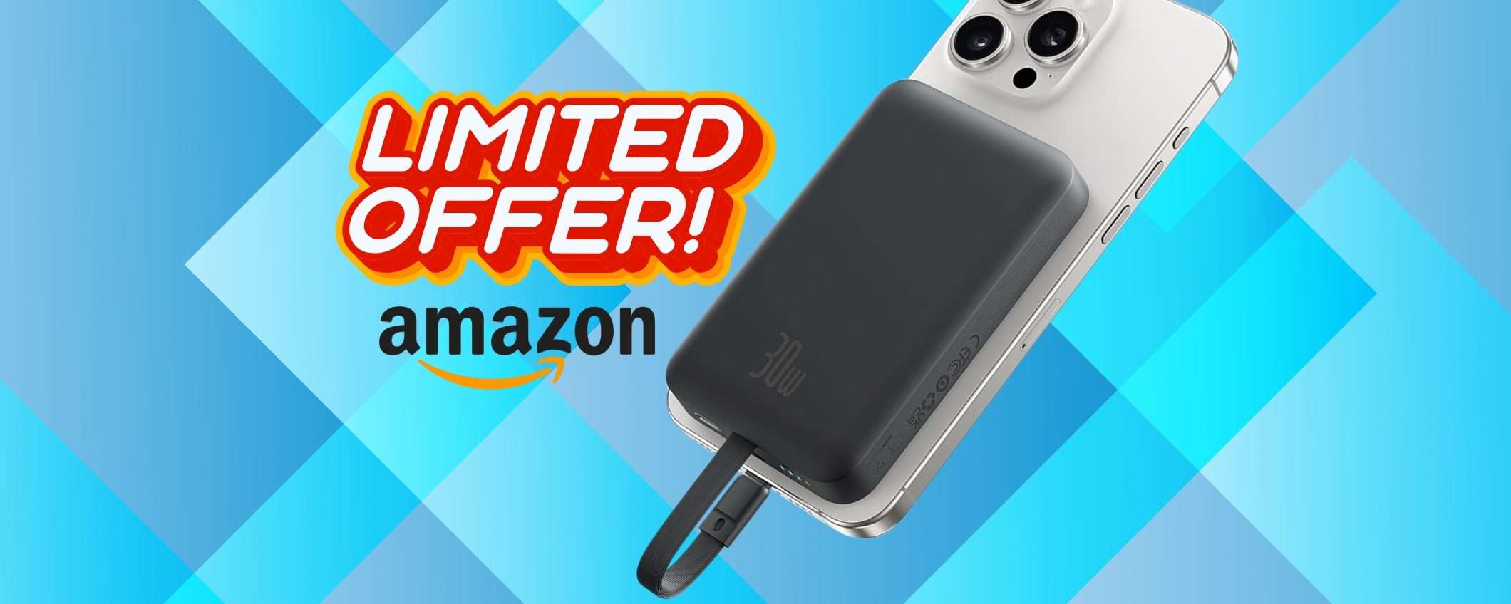 Power Bank con cavo integrato e ricarica wireless: 2 in 1 geniale a pochissimo Power Bank con cavo integrato e ricarica wireless: 2 in 1 geniale a pochissimo