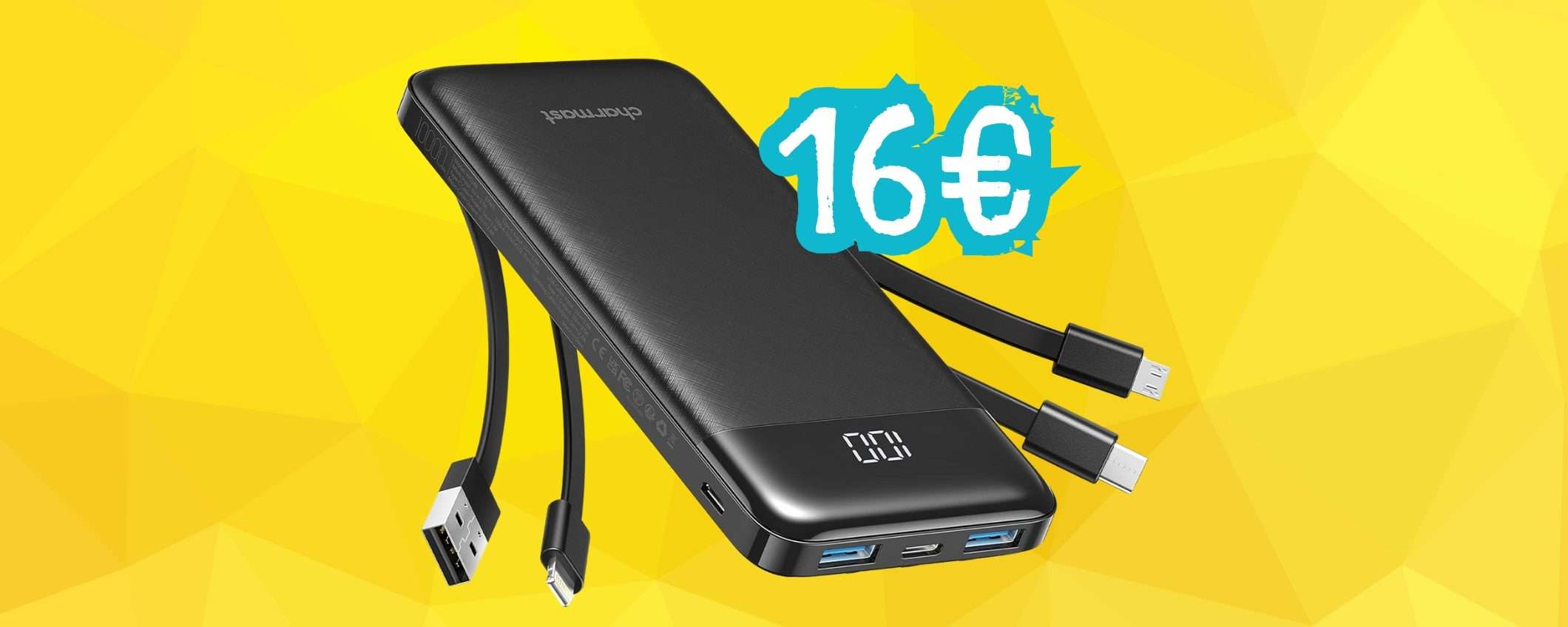 Power Bank potentissimo che ricarica di tutto e ha 4 cavi integrati Power Bank potentissimo che ricarica di tutto e ha 4 cavi integrati