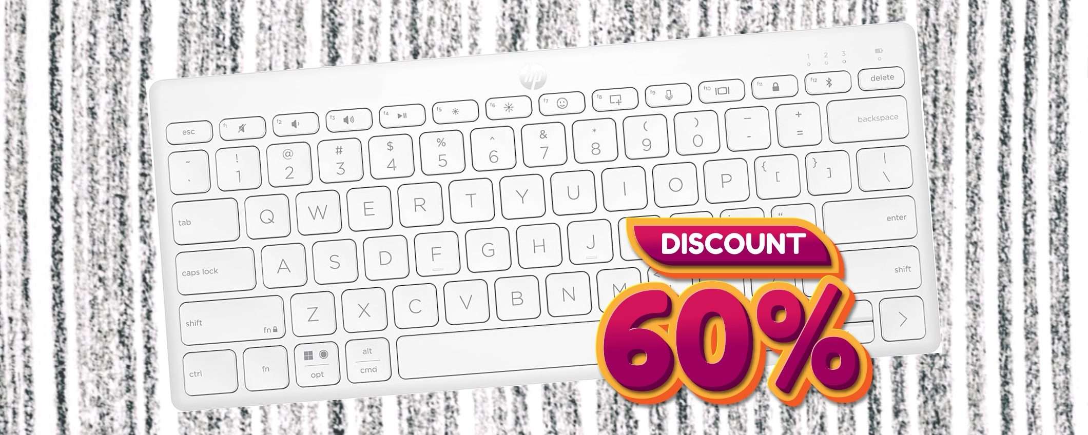 Sconto del 60% per la tastiera wireless HP 350 con connessione multidispositivo Sconto del 60% per la tastiera wireless HP 350 con connessione multidispositivo