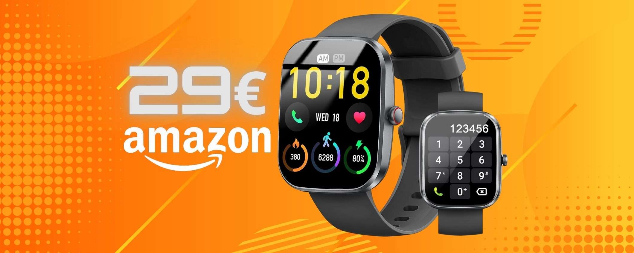 Smartwatch con più di 100 profili sport, IP68 e con microfono per chiamate (29€) Smartwatch con più di 100 profili sport, IP68 e con microfono per chiamate (29€)
