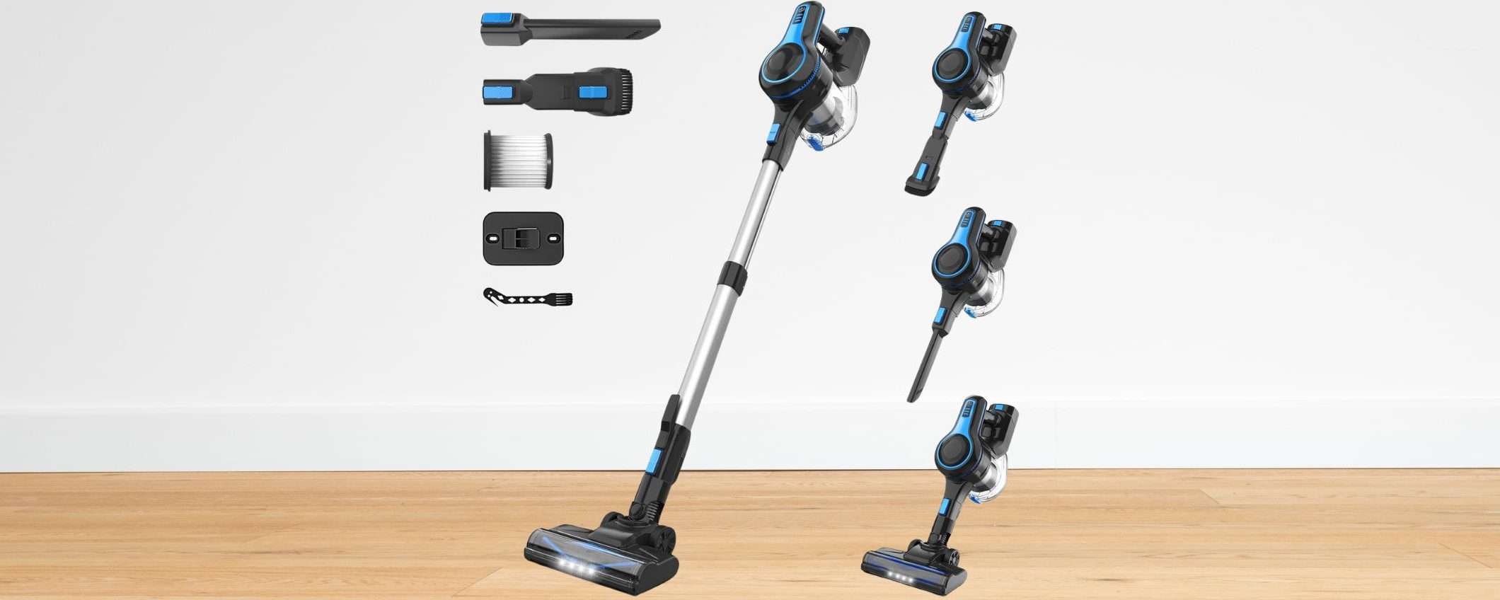 Aspirapolvere senza fili POTENTE e VERSATILE: sconto maxi su Amazon (-76%) Aspirapolvere senza fili POTENTE e VERSATILE: sconto maxi su Amazon (-76%)