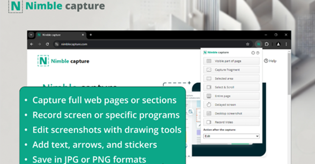 Nimble Capture screenshot veloci di una pagina web