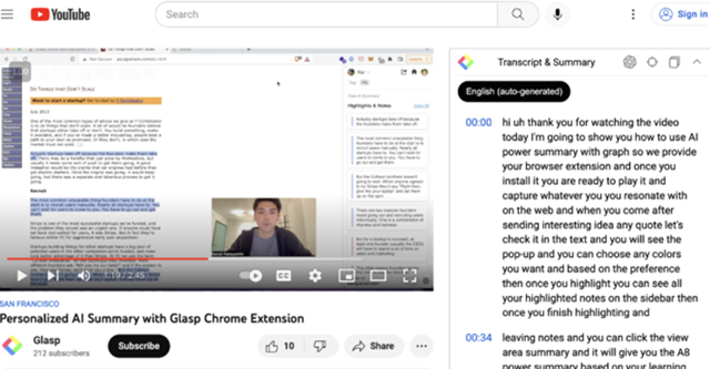 ChatGPT & YouTube Summary by Glasp estrarre informazioni dai video YouTube