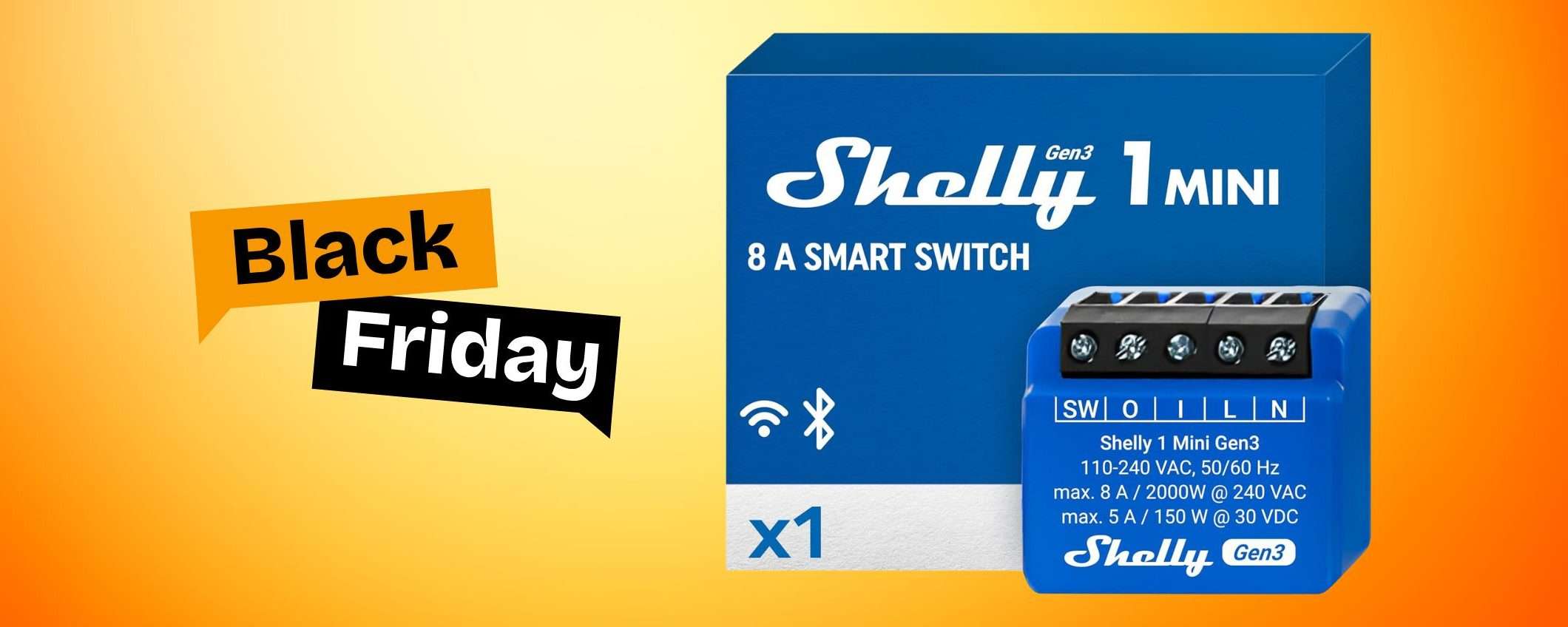 Shelly Plus 1 Mini Gen3: l'interruttore relè smart al minimo storico per il Black Friday Amazon Shelly Plus 1 Mini Gen3: l'interruttore relè smart al minimo storico per il Black Friday Amazon