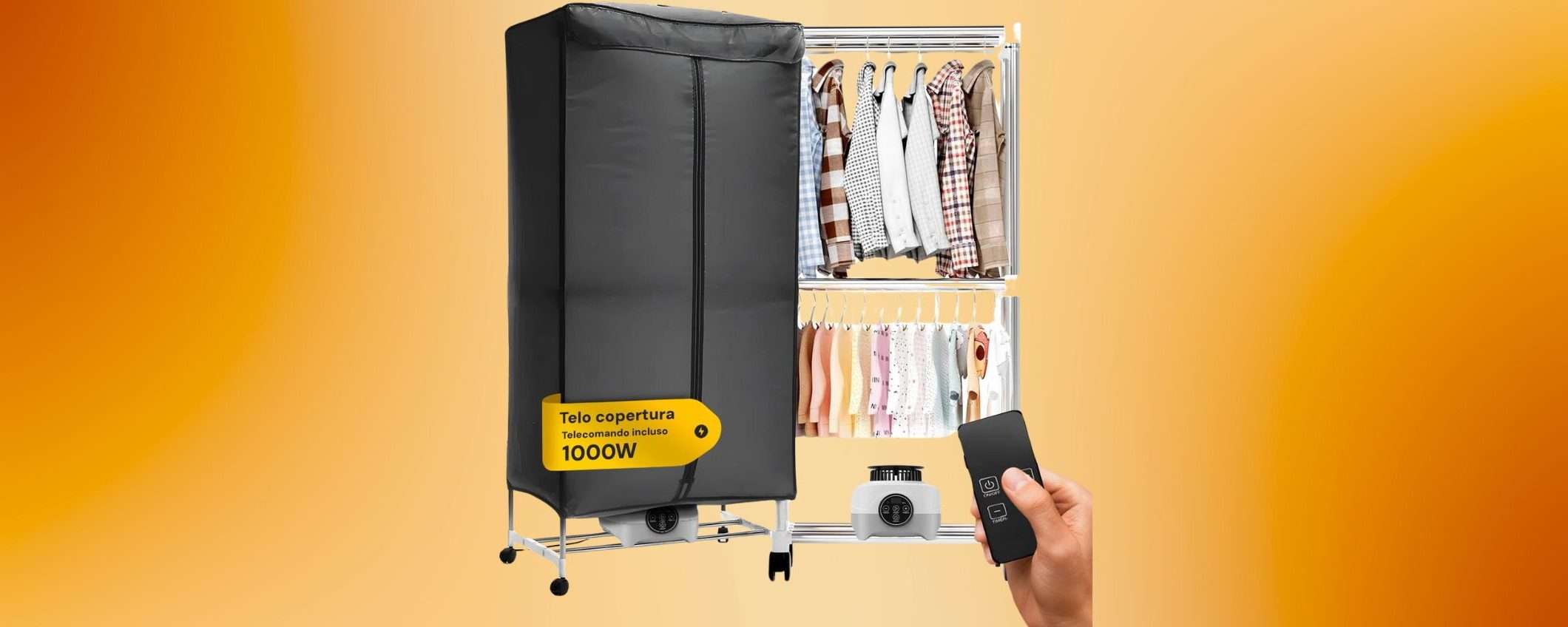 Stendino elettrico ventilato con telo in sconto Amazon: vestiti asciutti SUBITO Stendino elettrico ventilato con telo in sconto Amazon: vestiti asciutti SUBITO