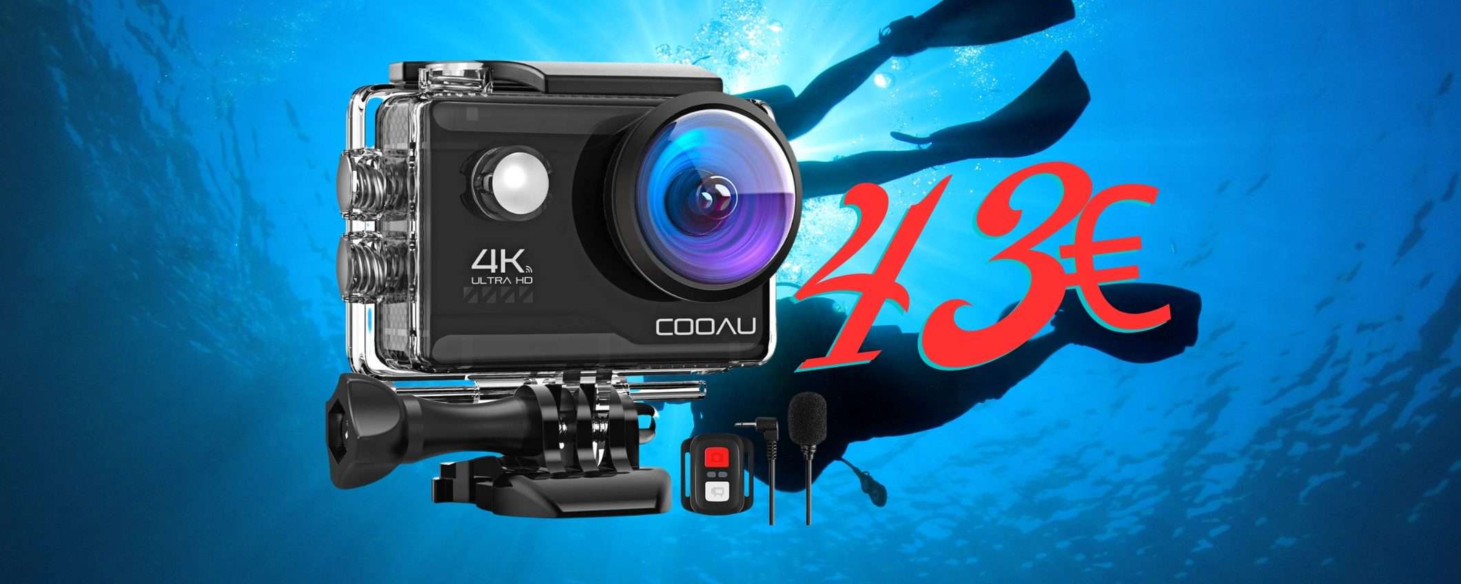 Action Cam HD 4K con cover impermeabile fino a 40m (doppio sconto) Action Cam HD 4K con cover impermeabile fino a 40m (doppio sconto)