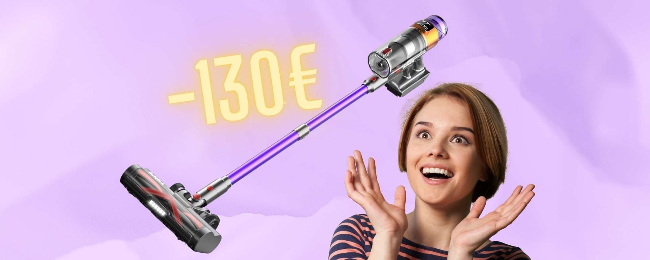 Aspirapolvere senza fili con potenza da 45Kpa e 3 velocità in doppio sconto Aspirapolvere senza fili con potenza da 45Kpa e 3 velocità in doppio sconto